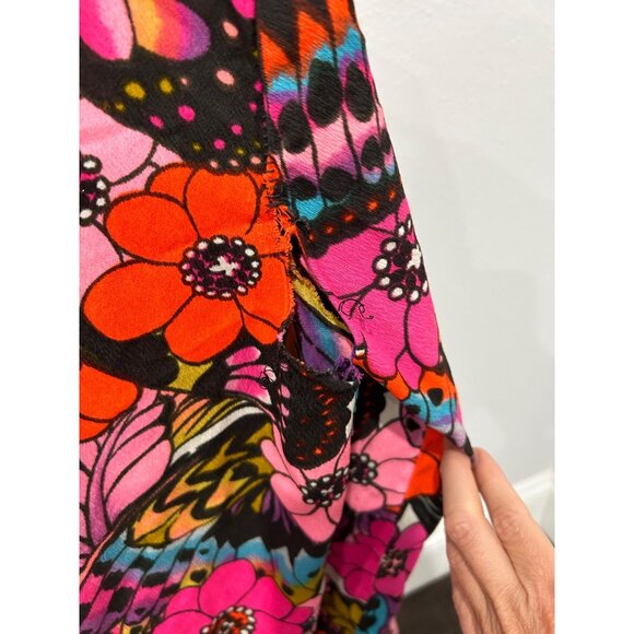 Vintage 1970s Jodi Stevens California Floral Butterfly Psychedelic Blouse - Picture 5 of 9